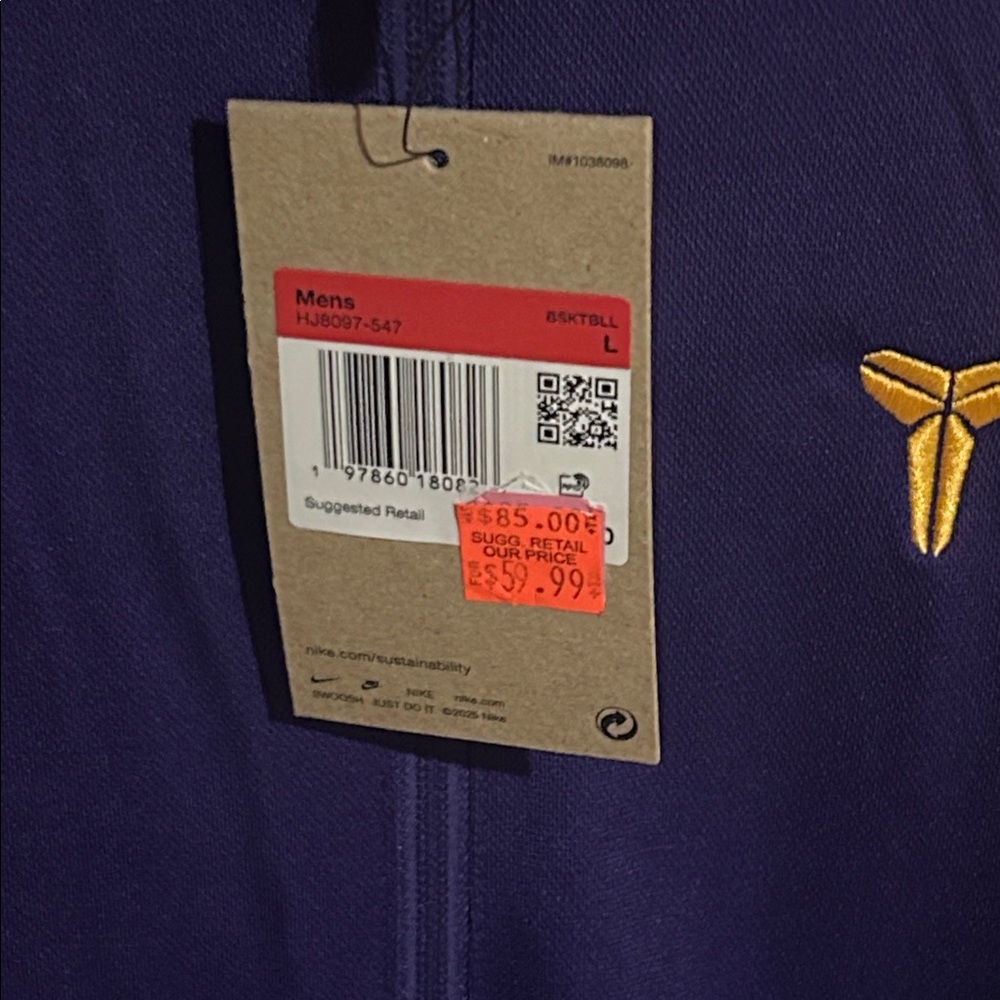 Men Nike Kobe NWT Size L Purple Yellow Full Zip Track Jacket Athletic Basketball - Picture 2 of 4